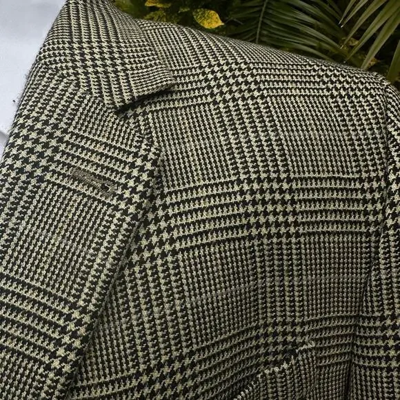 Irvine Park Glenn Plaid Men 44S Blazer Sport Coat Super Fine Lambswool Tan